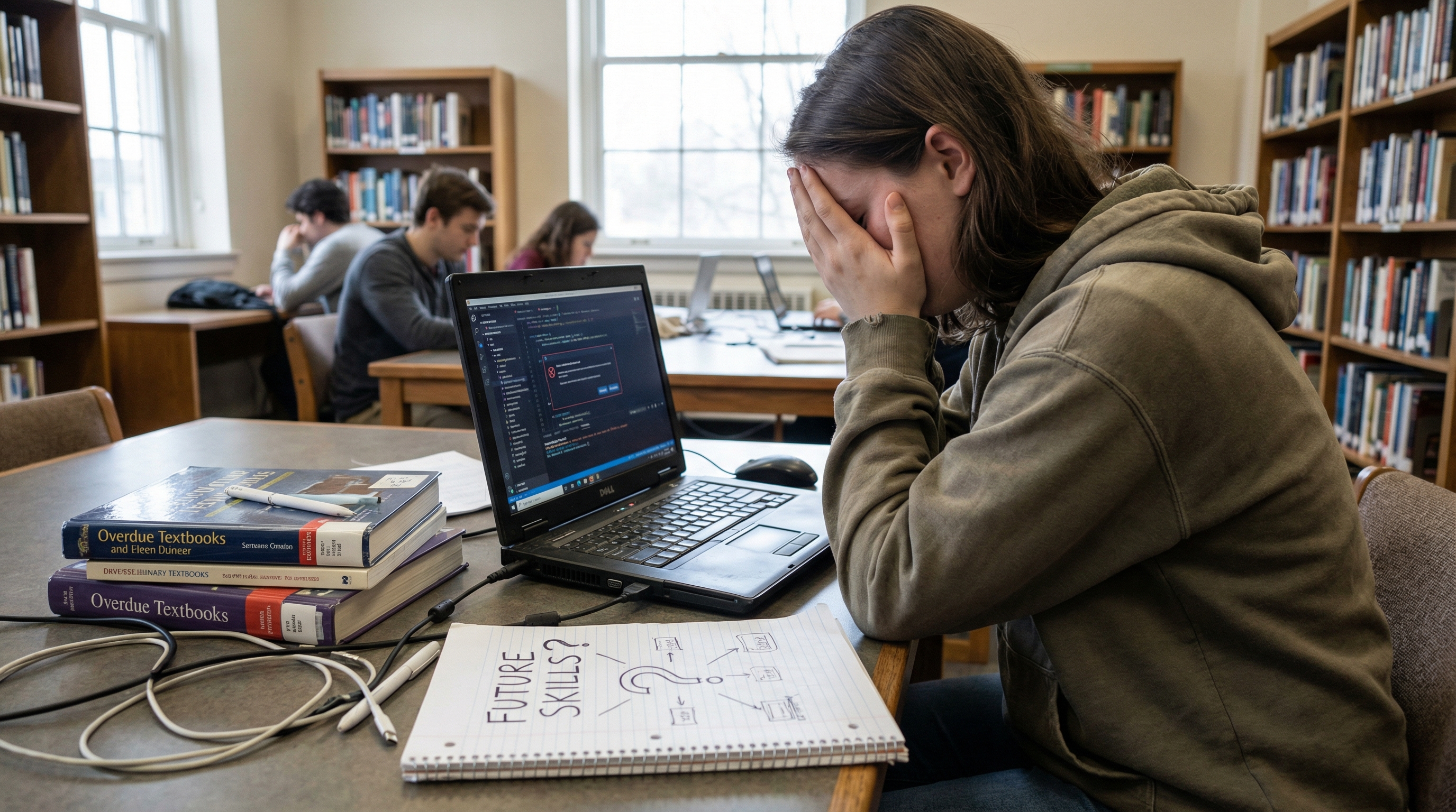 A student facing challenges while trying to build future-ready skills