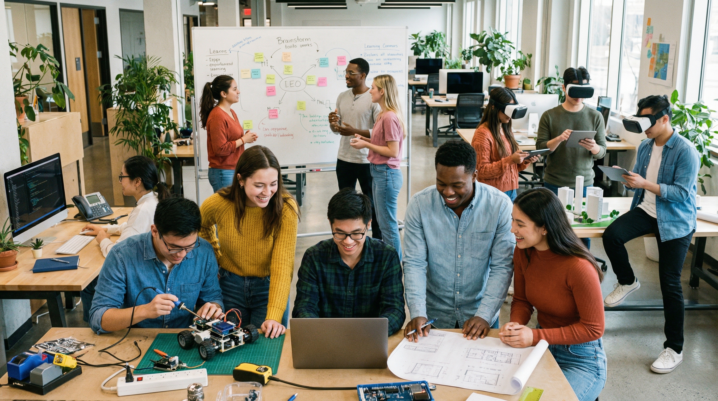 Students collaborating and building communication, digital, and problem-solving skills