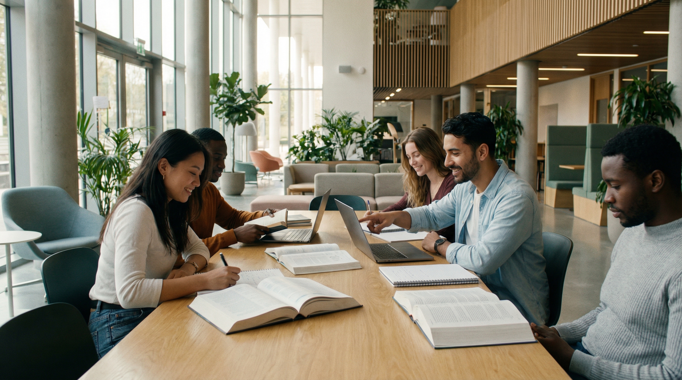 Students discussing real-world SDG actions in a local community