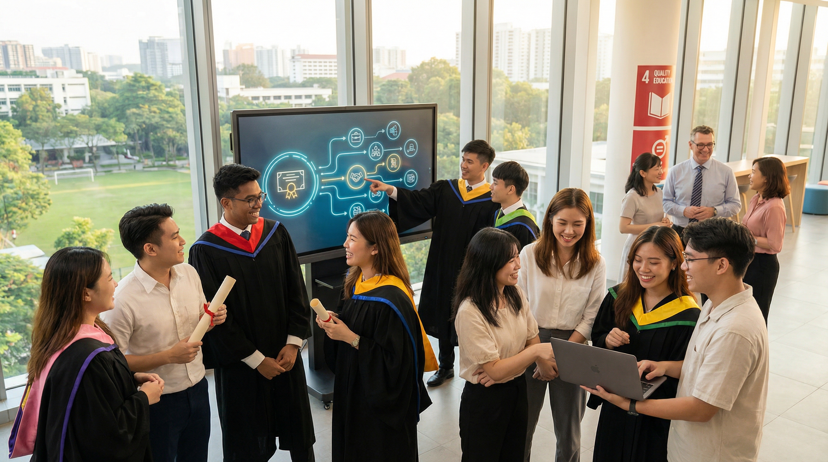 A visual timeline showing actions leading to measurable outcomes